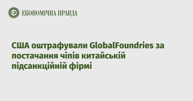 США наклали штраф на компанію GlobalFoundries за продаж мікросхем китайській компанії, що підпадає під санкції.