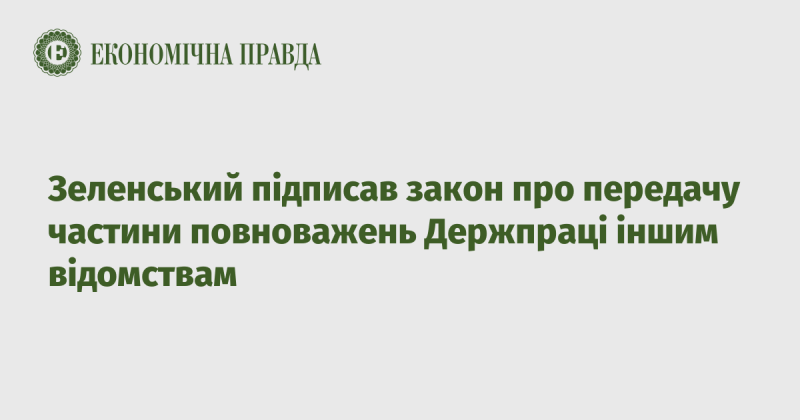 Зеленський ухвалив закон, який передає деякі функції Державної служби України з питань праці іншим державним органам.